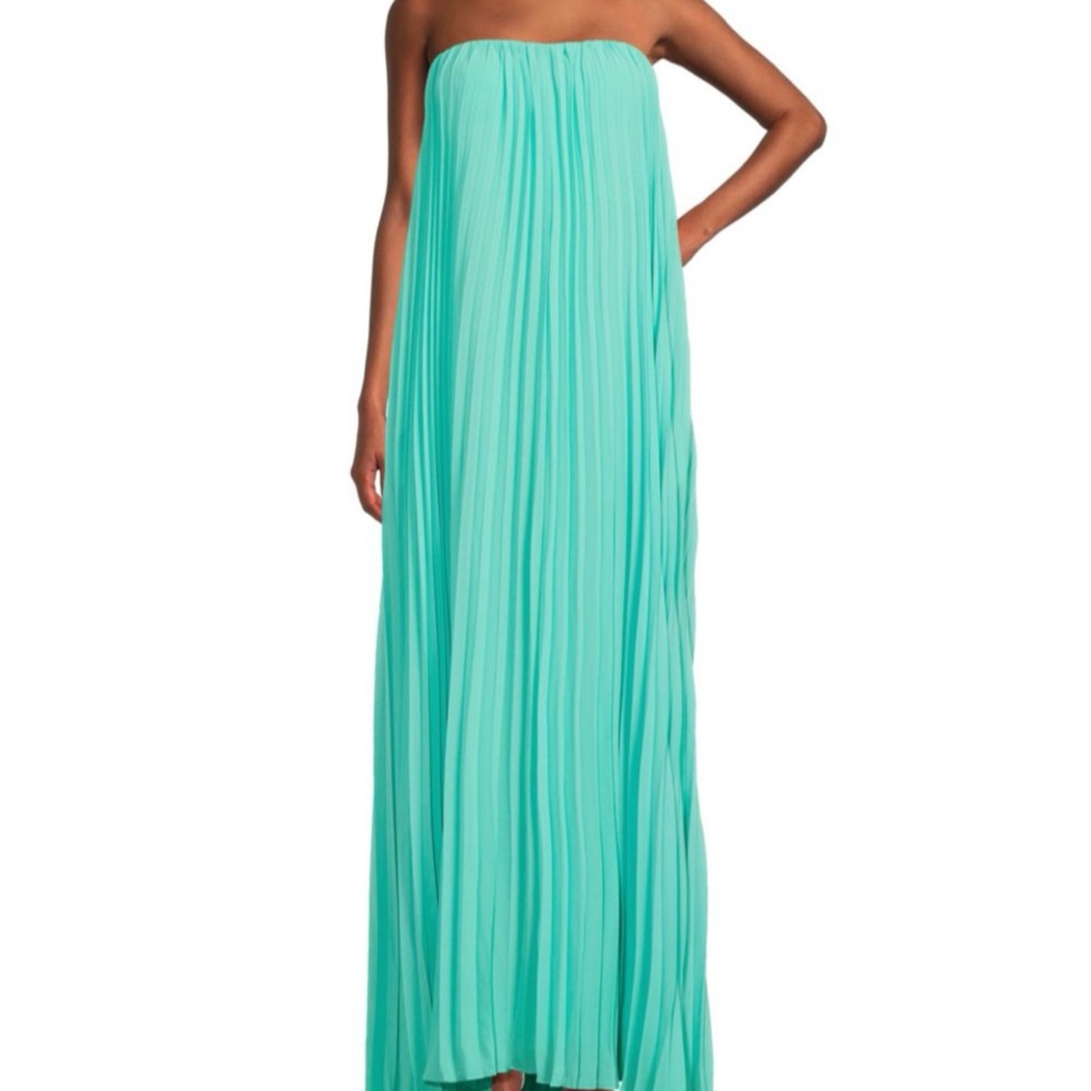 Elegant Strapless Green Maxi Dress